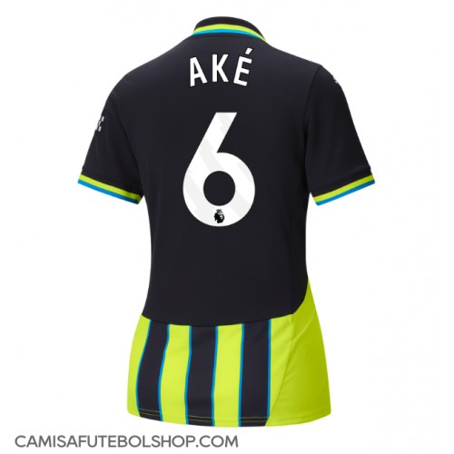 Camisa de time de futebol Manchester City Nathan Ake #6 Replicas 2º Equipamento Feminina 2024-25 Manga Curta